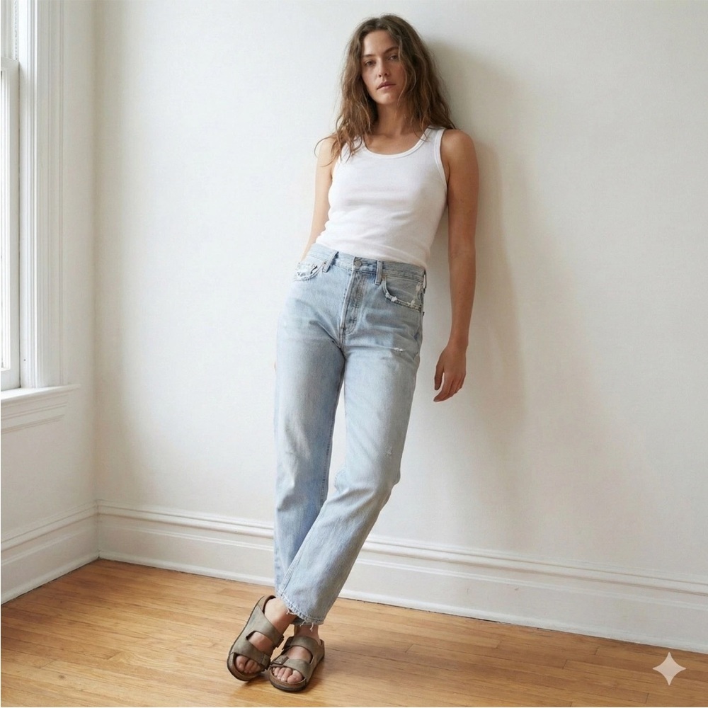 Agolde 90's Mid Rise Loose Fit M Women’s Sz 24 Light Wash Straight Leg VTG LOOK